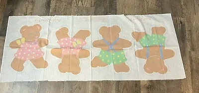 Vintage Wamsutta Teddy Bear Fabric Panel Girl Boy Pastel Colors. • $8