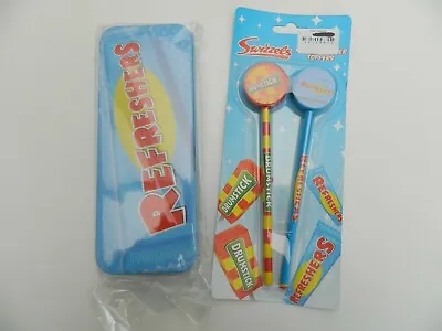 Refreshers / Drumstick Sweets Pencil Tin Case & 2 Pack Pencils With Rubbers  • £6.49