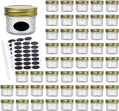 4Oz Glass Jars With Regular LidsMini Wide Mouth Mason JarsClear Small Canning • $32.99