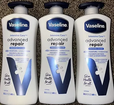 *3 PACK* Vaseline Intensive Care ADVANCED REPAIR Unscented Body Lotion 20.3oz • $26.99