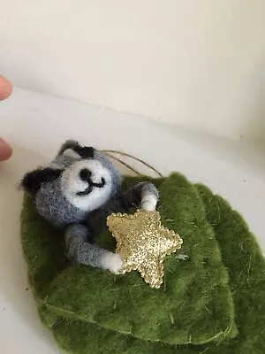 Racoon In A Sleeping Bag Under The Stars - Felt Christmas Ornament • $14