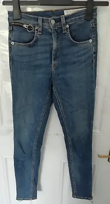 Rag & Bone Jeans 24 Blue Hunter Jeans Style No 15564 Skinny Zip Pocket W26 L26.5 • £26.99