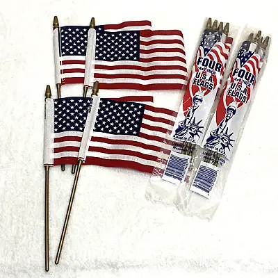 12 American U.S.A Flags  4 X6  Mini Handheld July 4th Liberty 10.25   Pole • $11.99