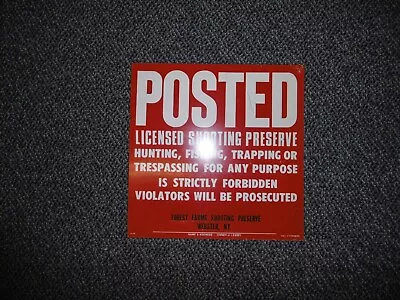 Vtg Original 1960's RED No Hunting Trespassing Metal Sign Trapping Rifle Farm • $24.99