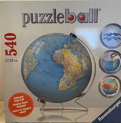 Ravensburger 3D Puzzle Ball Earth World Globe 540Pc W/ Stand New Sealed! • $28