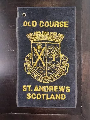 The Old Course St. Andrews Vintage Golf Towel Scotland Home Of Golf Black Yellow • $17.99