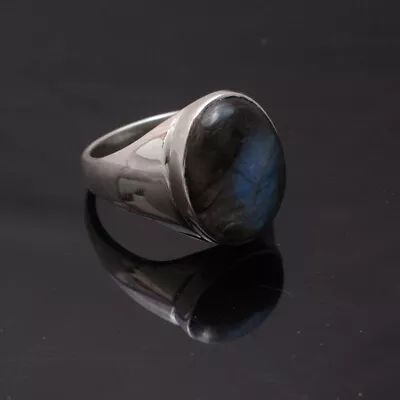 Solid 925 Sterling Silver Natural Blue Labradorite Gemstone Mens Ring Jewelry • $49.99