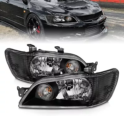 2002 2003 For Mitsubishi Lancer LS ES OZ Black Euro Style Headlights Pair • $225