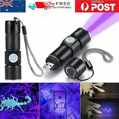 USB UV Ultra Violet LED Flashlight Blacklight Light 365 Nm Inspection Lamp Torch • $12.98
