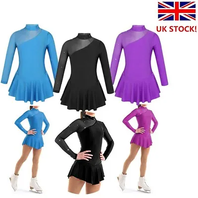 £12.52 • Buy UK Girls Ice Skating Dress Figure Roller Skating Dance Leotard Ballet Costume