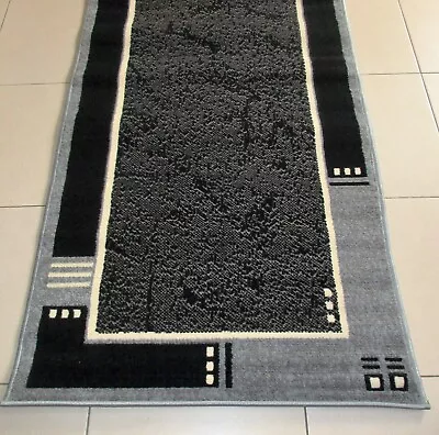 New Modern Black/grey Floor Hall Hallway Runner Rug 80x150cm • $65