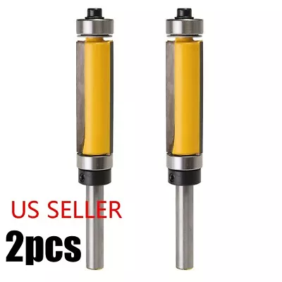 2Pcs 1-1/2  1/4  Shank Flush Trim Top Bottom Bearing Router Bit Woodworking Tool • $12.95