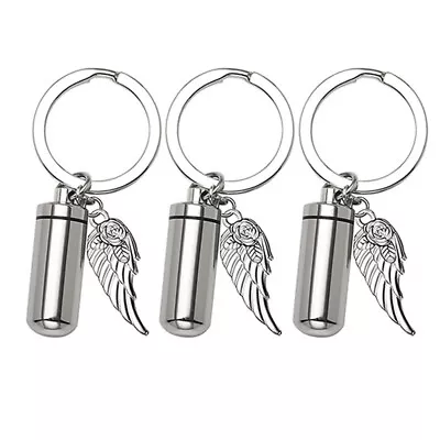 MEMORIAL Photo Locket & ANGEL WING Cremation Ashes URN Keyring Keepsake Gift • £4.79