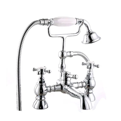 £55.95 • Buy Bath Filler Mixer Taps, Victorian Style Ceramic Shower Head, White Chrome Brass