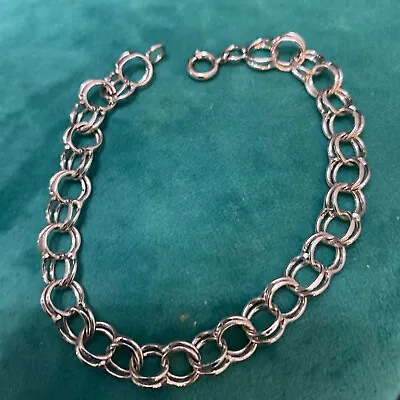 Vintage Sterling Silver .925 Starter Charm Bracelet 7.5” • $38