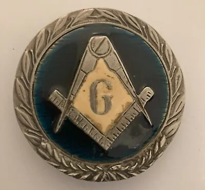 Vintage Freemason Masonic Square + Compass Logo Blue GREEN Lodge Belt Buckle • $29.95