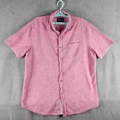 Visitor Men Shirt XL Stripe Button Up Chest Pocket Linen Blend EUC • $12