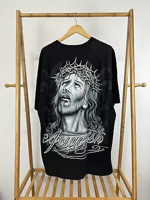 VTG Jesuscristo Jesus Christian Crown Of Thorns Blood Sin Rap Tee T-Shirt 2XL • $89.96