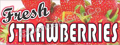 3'x8' FRESH STRAWBERRIES BANNER Outdoor Sign LARGE Fruit Stand Farmers Market • $68.49