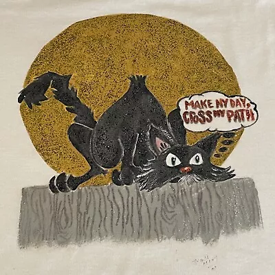 Vintage Single Stitch Black Cat T Shirt Oneida Power 50 XL USA Made Signed • $29.99