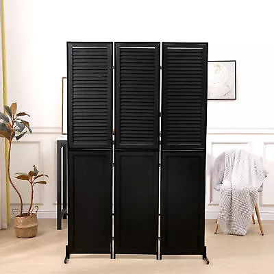 3 Panels Room Divider With Shutter 6 FT Wood Folding Privacy Screen • $88.86