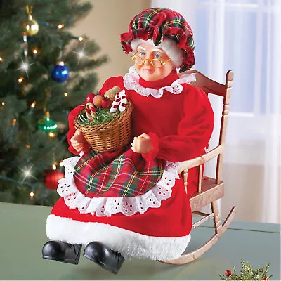 Musical Animated Mrs Santa Claus Rocking Chair Christmas Doll Holiday Home Decor • $49.98