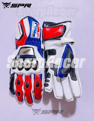 NEW Honda HRC Motorcycle MotoGP Motorbike Racing Leather Gloves Gants Men's All • £106.80