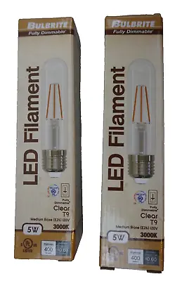 2 Pack Bulbrite 776892 LED Filament Dimmable Light Bulb Clear 3000K E26 Base • $16.48