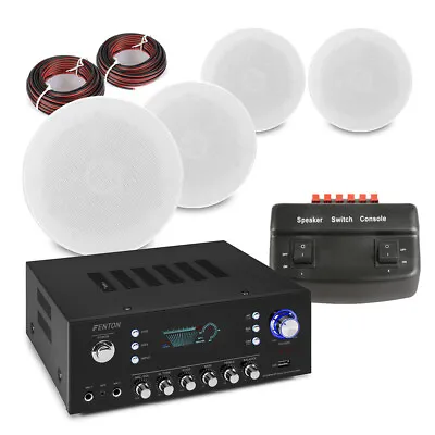 Bluetooth Ceiling Speaker & Amplifier Set 2-Way Multiroom Home Audio (4x ESCS5) • £249