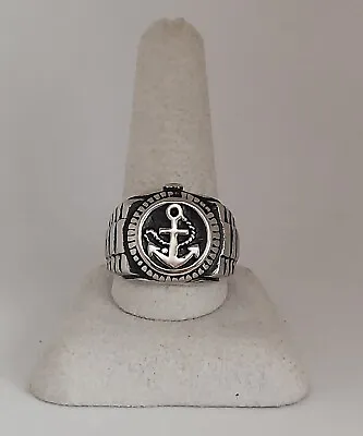 HUGE! Motorcycle Nautical Anchor Signet Ring Stainless Steel Size 11.5 • $9.99