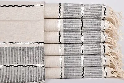 Kitchen Towel Custom Dish Towel Navy Towel Striped Towel 20x40 Inches Linen • $7