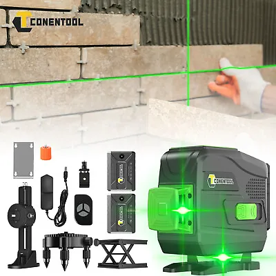 12 Lines Laser Level Green Self Leveling 3D Cross Measure Tool Kit + 2*Batteries • £16.50