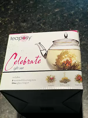 Teaposy Tea Celebrate Gift Set Blooming Tea Glass Tea Pot With 8  Blooming Teas • $27.70