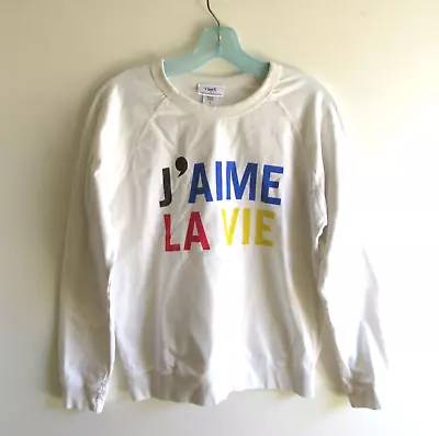 Anthropologie X CLARE V Pullover Shirt SZ Small J'AIME LA VIE • $34.99