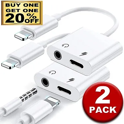 2 Pack [2-in-1] Dual Adapter 3.5mm Headphone & Charger For 11 12 13 14 Pro Max • $7.49