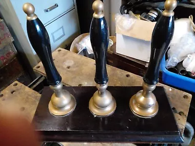 3 X Original  Hand Pull Beer Pumps Mounted On Base For Your Bar / Man Cave • £190