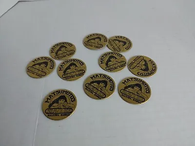 Pogs Milk Caps Lot Of 10 Matsumoto's Shave Ice Haleiwa Hawaii Gold And Black • $2.99