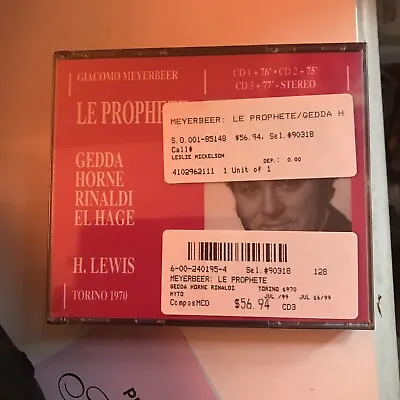 Meyerbeer: Le Prophète / Lewis Horne Gedda Rinaldi By Marilyn Horne Nicolai • $65