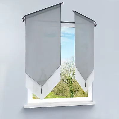 £8.99 • Buy Sheer Swag Curtains Window Valance Double Layer Roman Shades Solid Net Curtain