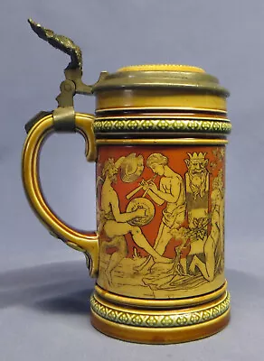 Antique Mettlach Beer Stein Etched #2035 Bacchus Procession Bacchanalia VGC! • $149.99