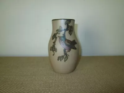 Vintage Signed  HJORTH Denmark Small  Scandinavian Pottery Ceramic Bird Vase • $78.29