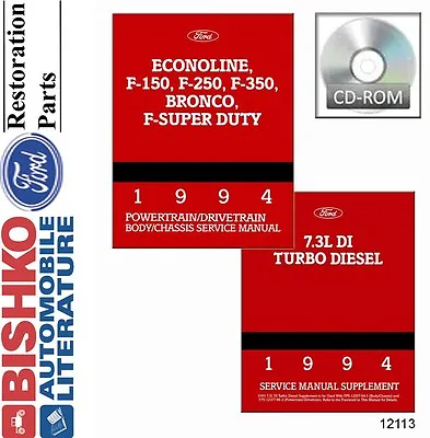 1994 Ford Econoline Bronco F150-F350 Pickup (w/Diesel Supplement) Shop Manual CD • $44.99