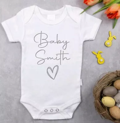 £6.49 • Buy Personalised Custom Baby Name Vest Reveal Announcement Baby Shower Gift Bodysuit