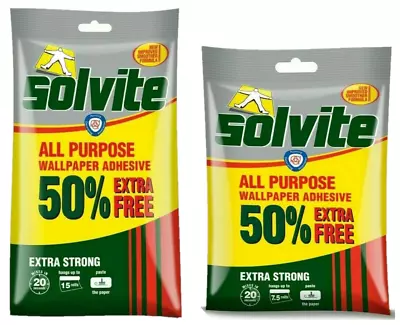 Solvite All Purpose Extra Strong Adhesive Wallpaper Paste 7.5-15 Rolls Easy Mix • £6.99