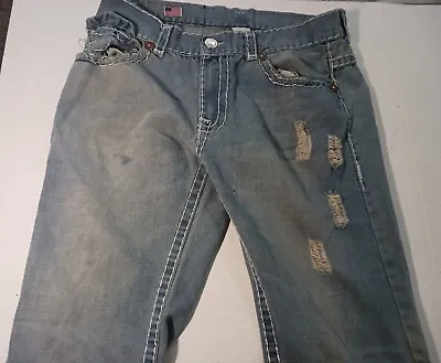 Vtg True Religion Blue Jeans Joey Super T  Thick Stitch Men's 36x33 Made In USA • $47.19