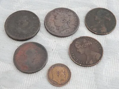£30 • Buy 5 Antique British Copper Coins 1806 - 1909 In Date, Old Estate Find
