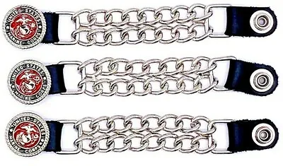 3 Marine Corps Military Vet Dbl Chain Motorcycle Biker Vest Extenders Usa Made • $18.49