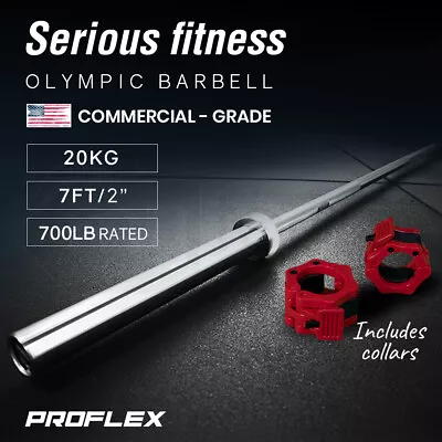 20kg 2.2m Olympic Barbell 700lb Includes Collars Bar Standard Weight Lifting 7ft • $213