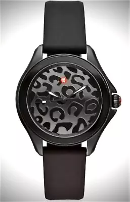 MICHELE Cape Cheetah Ladies Watch ~ Black Silicone/Jelly Bean Strap NEW/BOXED • $221