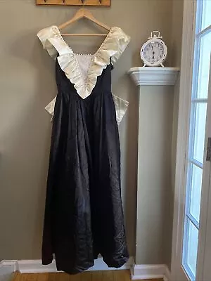 Vintage 80’s Black Ivory Large Back Bow Prom Dress Sz. 13/14 Costume Repurpose • $35